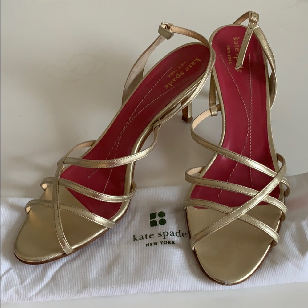 KATE SPADE KITTEN SANDALS IN GOLD